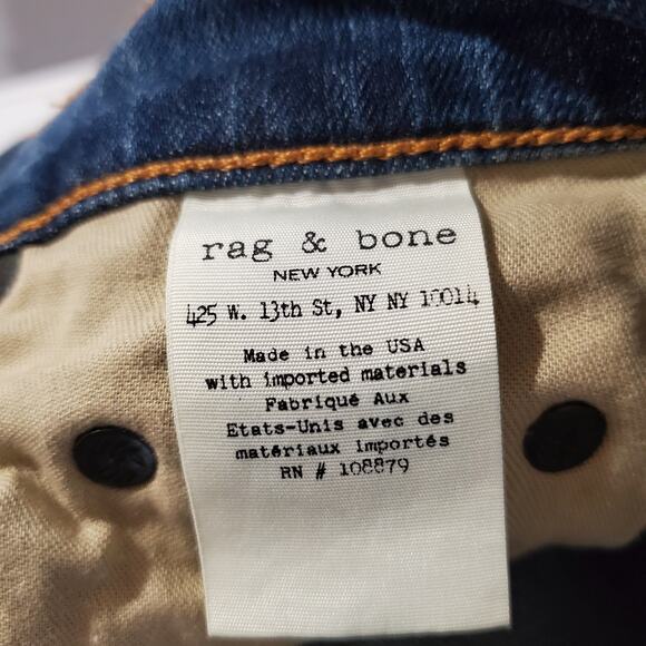 Rag & Bone Dre Distressed & Repaired Ada Brigade Boyfriend Jean Womens 25 Blue - Picture 11 of 12